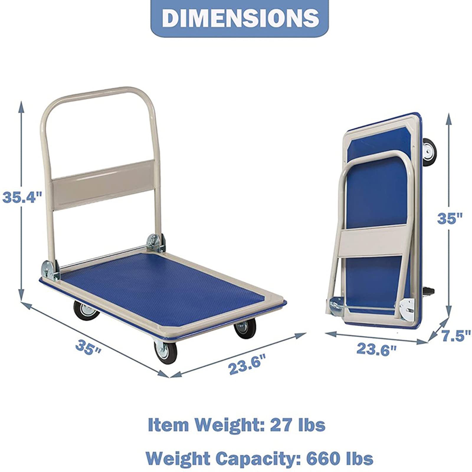 Wózek platformowy Wózek z platformą składany wózek platformowy Heavy Duty Wózek podręczny Wózek do przeprowadzki Wózek z platformą do magazynu domu
