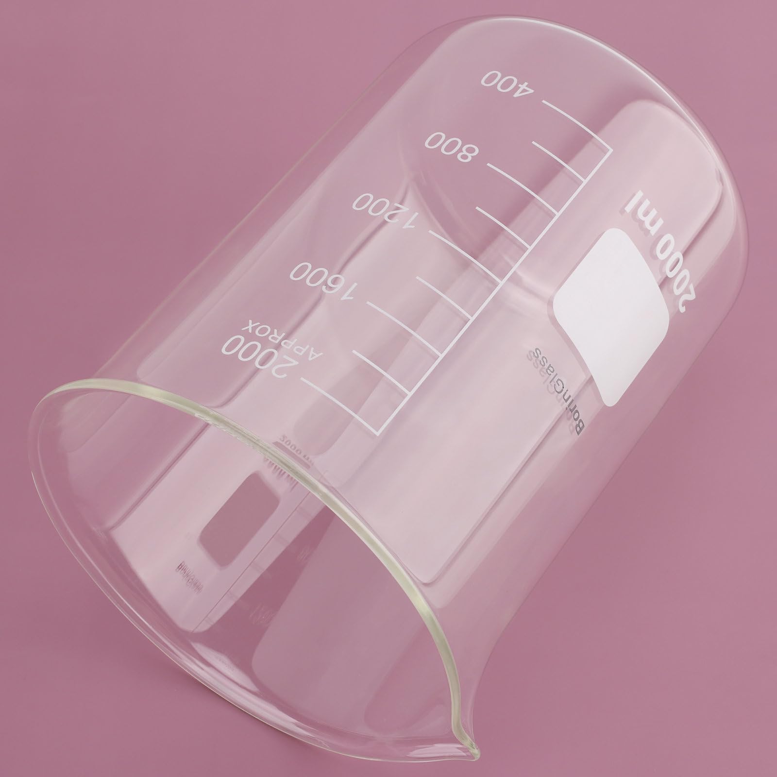 BorinGlass Borosilikatglas-becherglas 2000 Ml, Niedrigform Griffin Graduierter Messbecher mit Tropffreiem Ausguss für Präzises Ausgießen Und Mischen Bei Laborversuchen