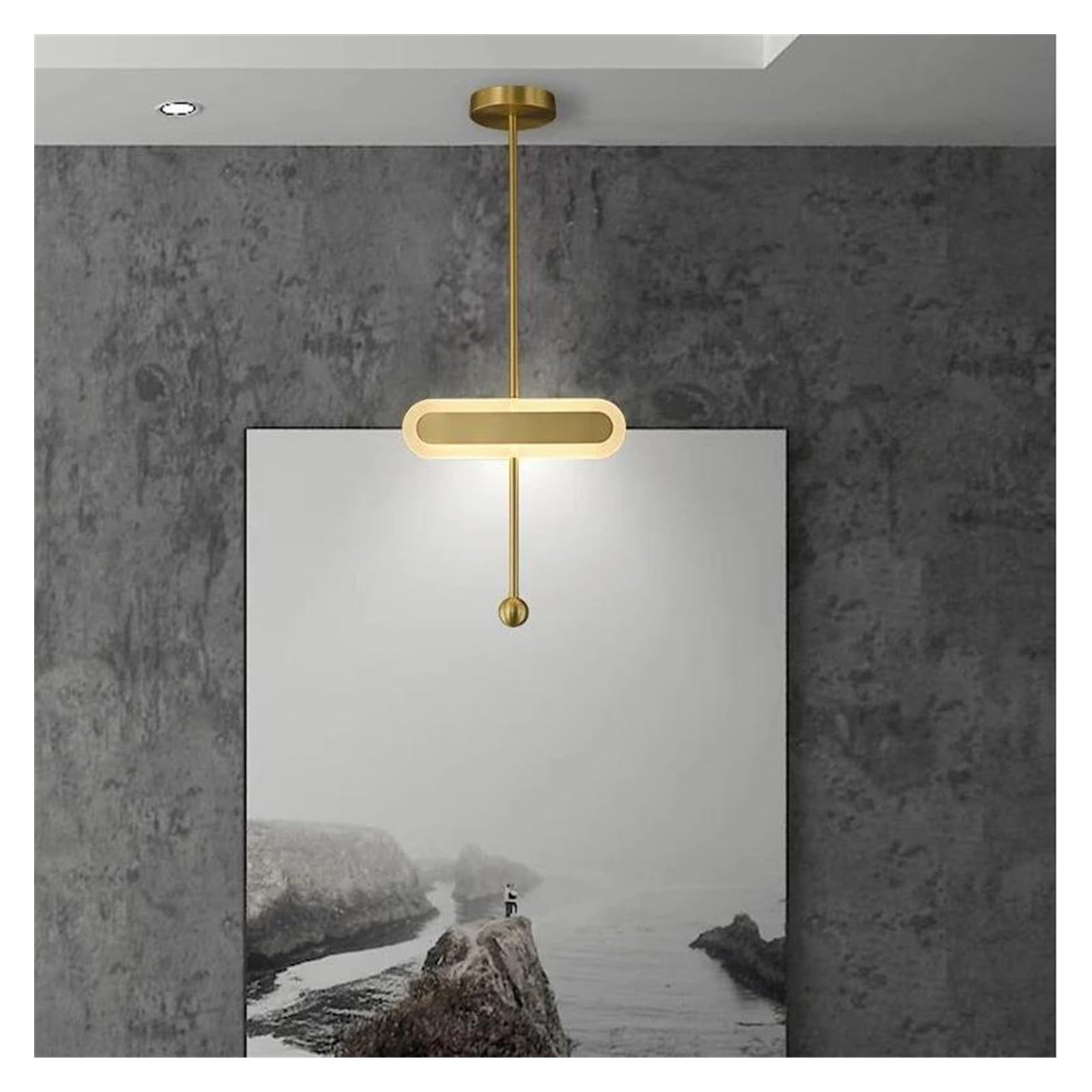 Złoty żyrandol LED z regulacją wysokości, typ sufitowy, miedziany, do salonu, jadalni lub nocnego (BL30CM1head)