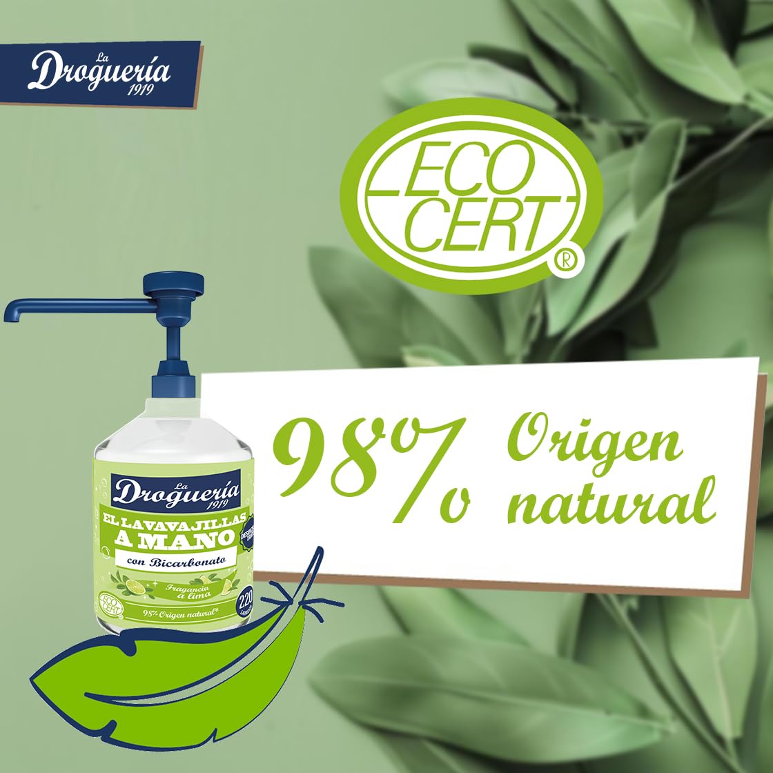 LA DROGUERIA - Lavavajillas a Mano Ecológico - 500ml (220 Lavados) (Bicarbonato)