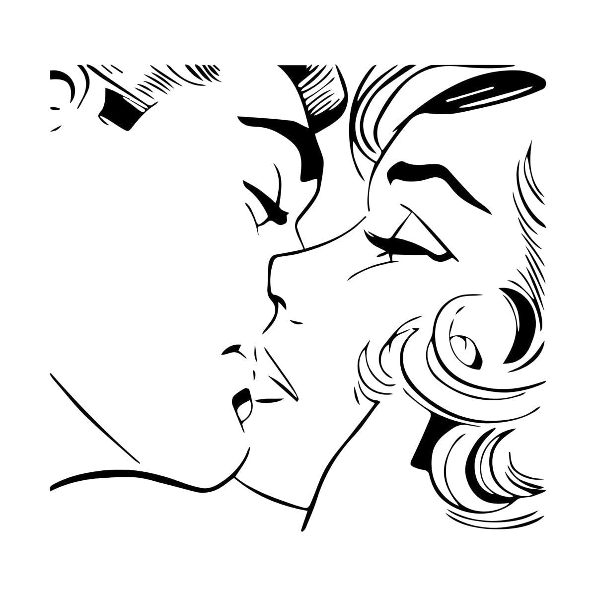 Abstract Kiss Pattern Wall Stickers Master Couple Bedroom Decor Accessories Romantic Living Room Vinyl Tile Wall Decals Extra Large - 70x72cm