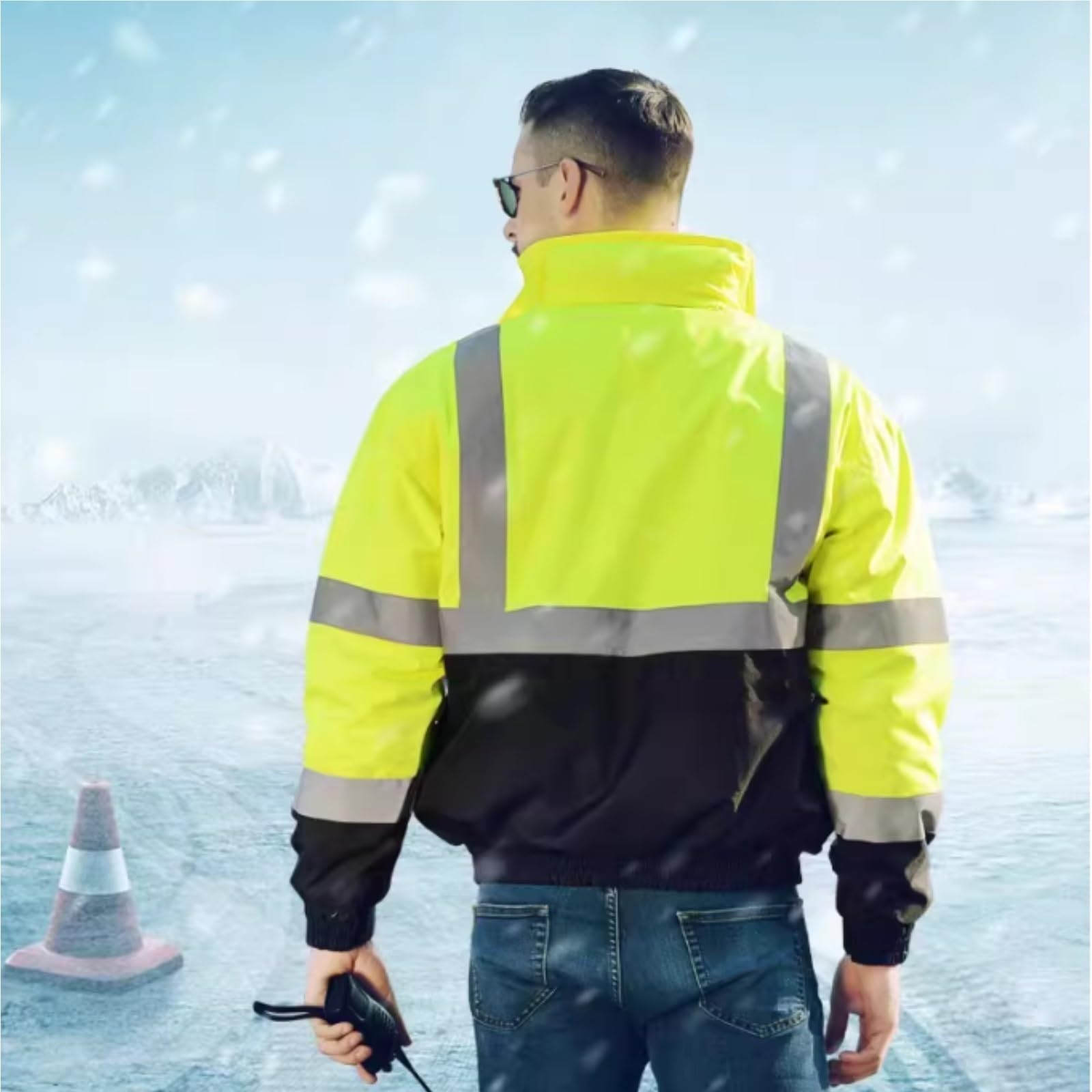 Chaqueta Reflectante, Abrigo De Algodón Cálido E Impermeable, Chaleco De Seguridad Fluorescente