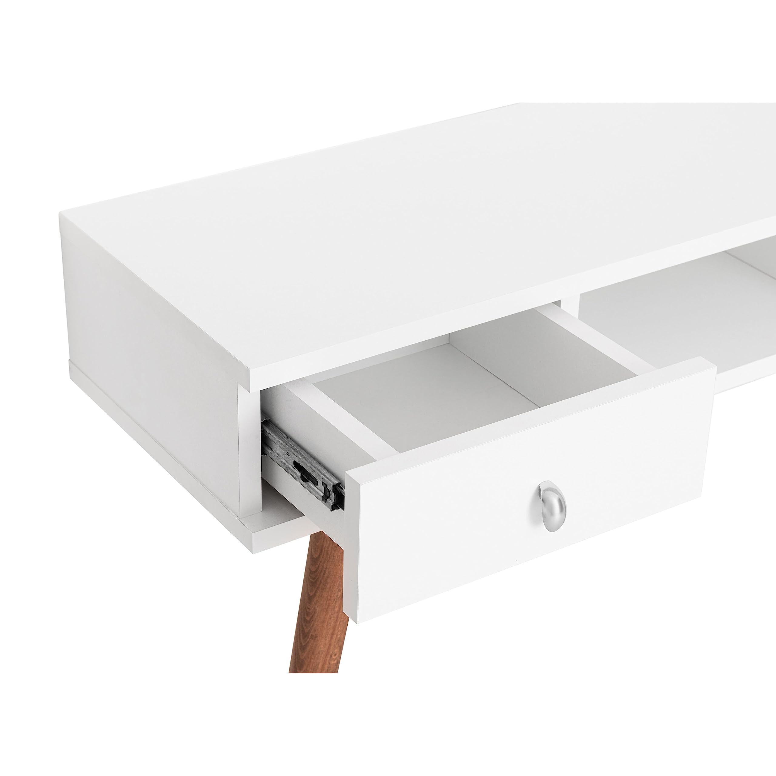 Recibidor Consola Blanco y Roble 90 x 30 x 77 cm con Dos cajones Temis