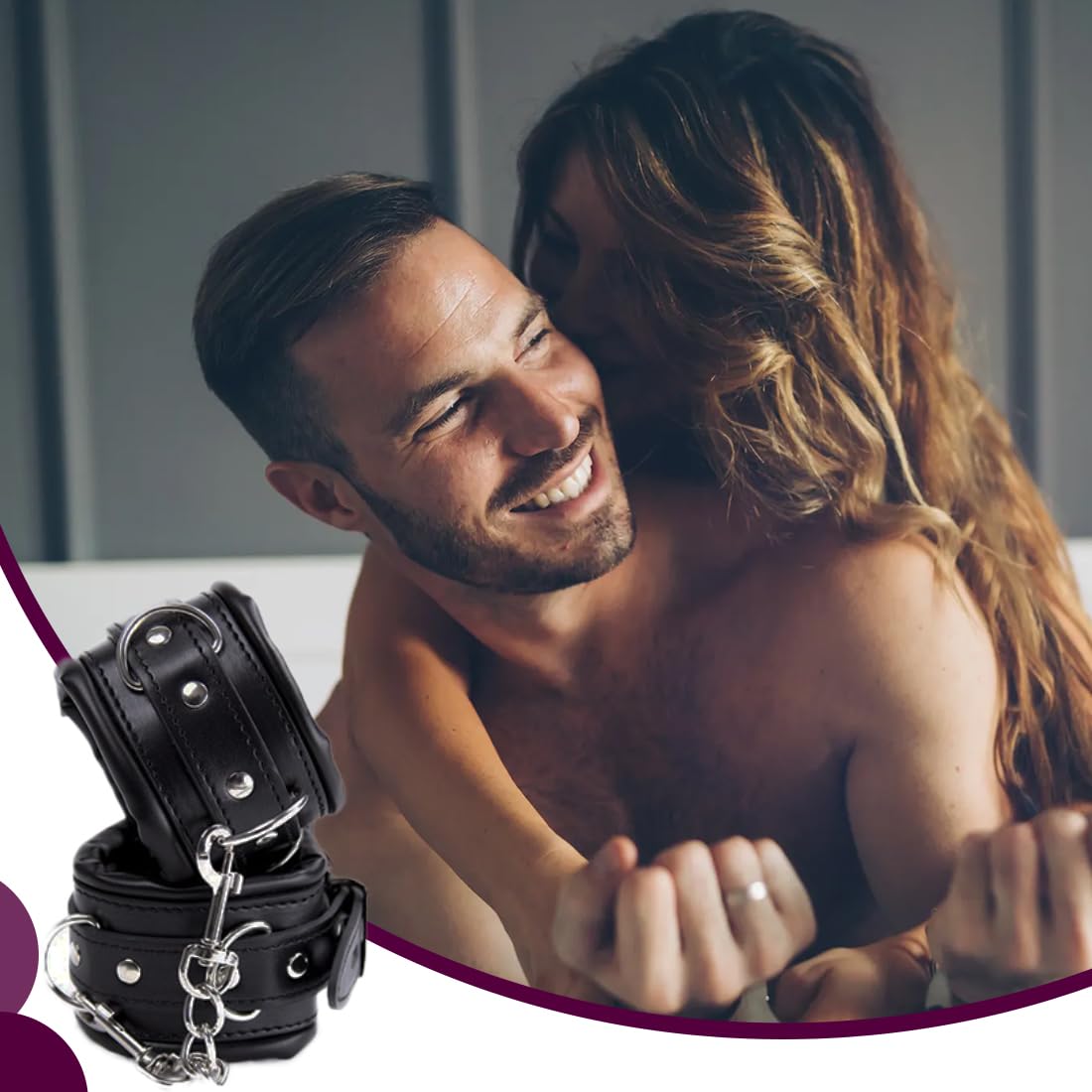 EIHI 1 PCS Esposas para Juegos Sexuales, Cómodas Esposas de Muñeca de Peluche, Pulsera de PU para Juegos de Bondage