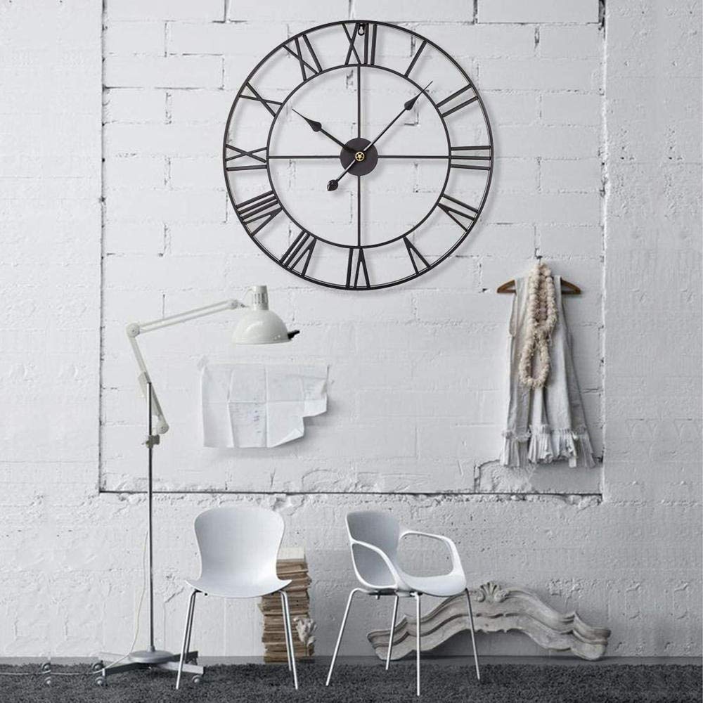 XJBTBA Zegar ścienny z mapą świata do wystroju salonu, minimalistyczny europejski wyciszenie zegara w salonie Zegar nordycki spersonalizowana dekoracja, B-78 * 36,5 cm