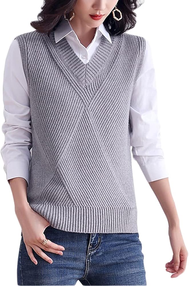 xinyij レディース ベスト ニットセーター ノースリーブ Vネック リブニット New限定品 暖かい セーター 冬 秋 無地 チョッキベスト 着瘦せ オフィス 通勤 春 xinyij レディース ベスト ニットセーター ノースリーブ Vネック リブニット New限定品 暖かい セーター 冬 秋 無地 チョッキベスト 着瘦せ オフィス 通勤 春