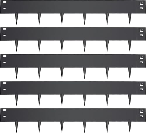 5 piezas de borde de acero para jardines de 39 x 6 pulgadas, color negro, longitud de borde flexible, estacas de anclaje para bordes de paisaje,