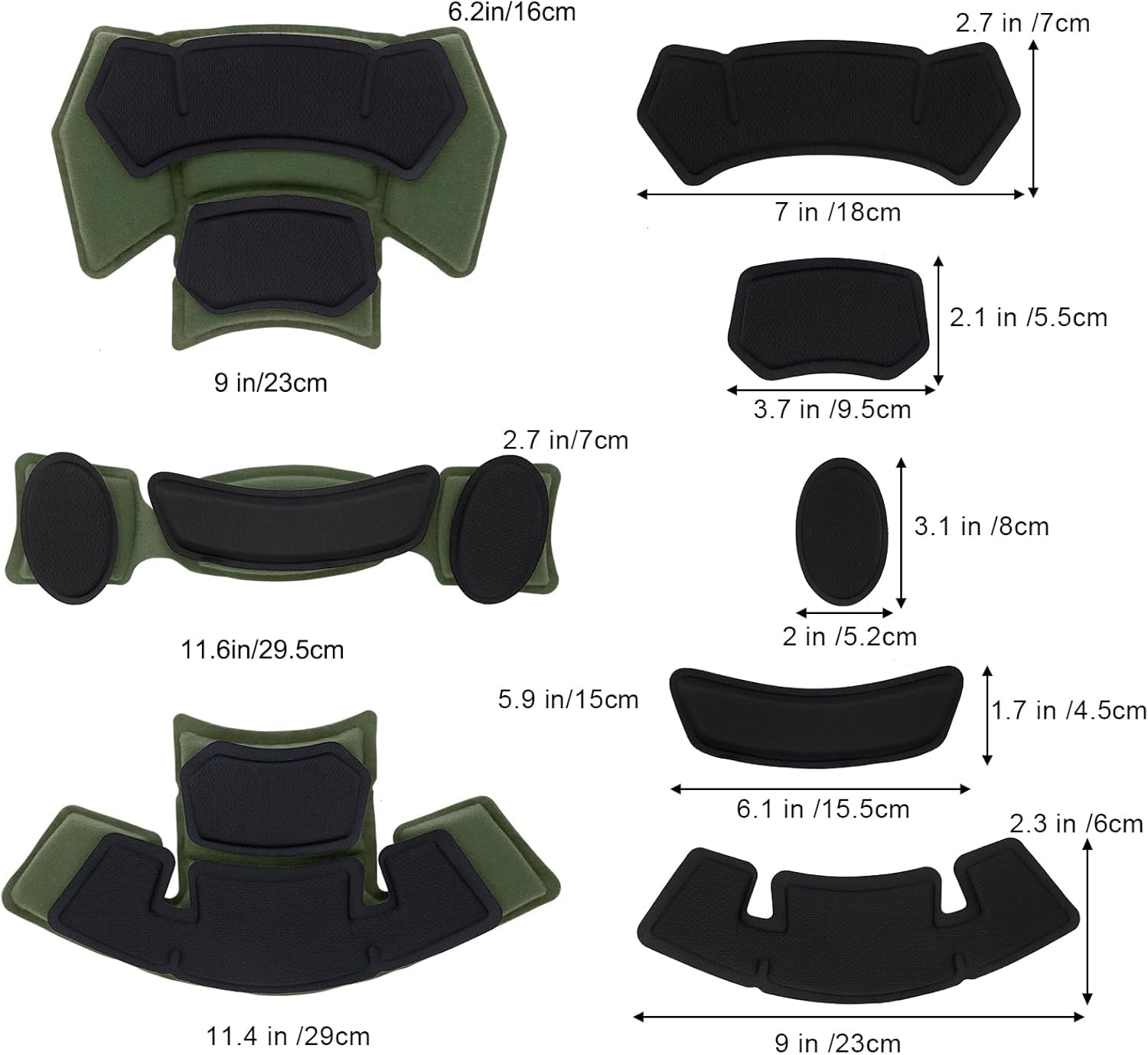 Helmpolster Memory Foam Pad Schutzmatte Helmpolster Kit wasserdicht Universal Helmpolster Einsätze für ACH Mich Team Wendy FMA EXF Fast Helm