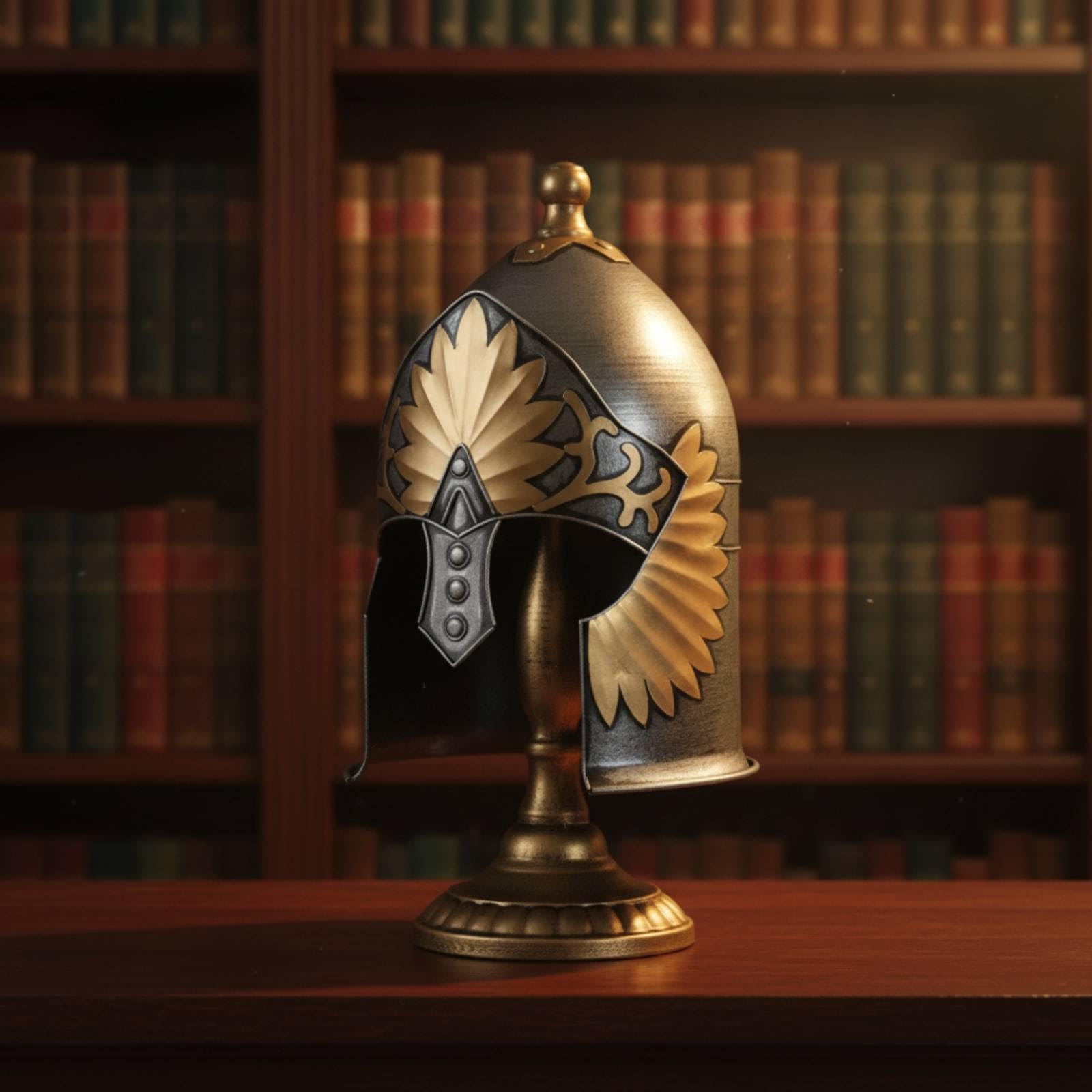 Casco Romano corativo con Envejecido Adorno Casco Romano con Soporte Clásico Figura para Estudio, Oficina, 1911 Dorado, Estilo 1911 Dorado