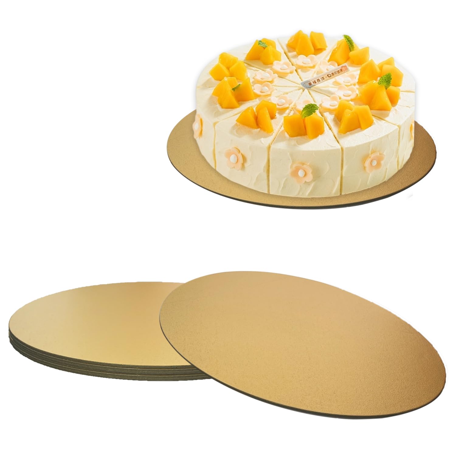 4 Pack Cake Boards Golden Round Cake Circles, 10 Inch Cake Base Cardboard, for Baking Cake, Gold