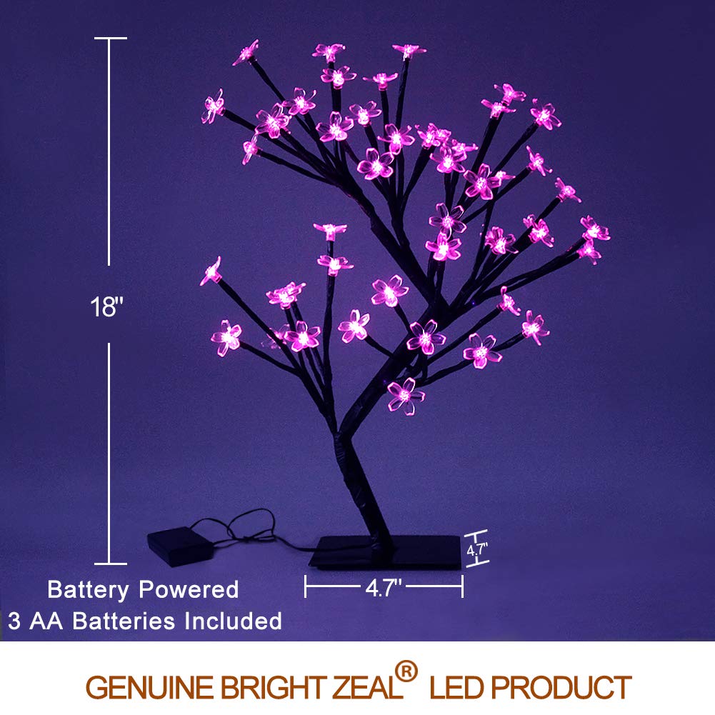 Bright Zeal 18" LED Cherry Blossom Tree Light with Timer Battery Operated LED Lighted Flower
