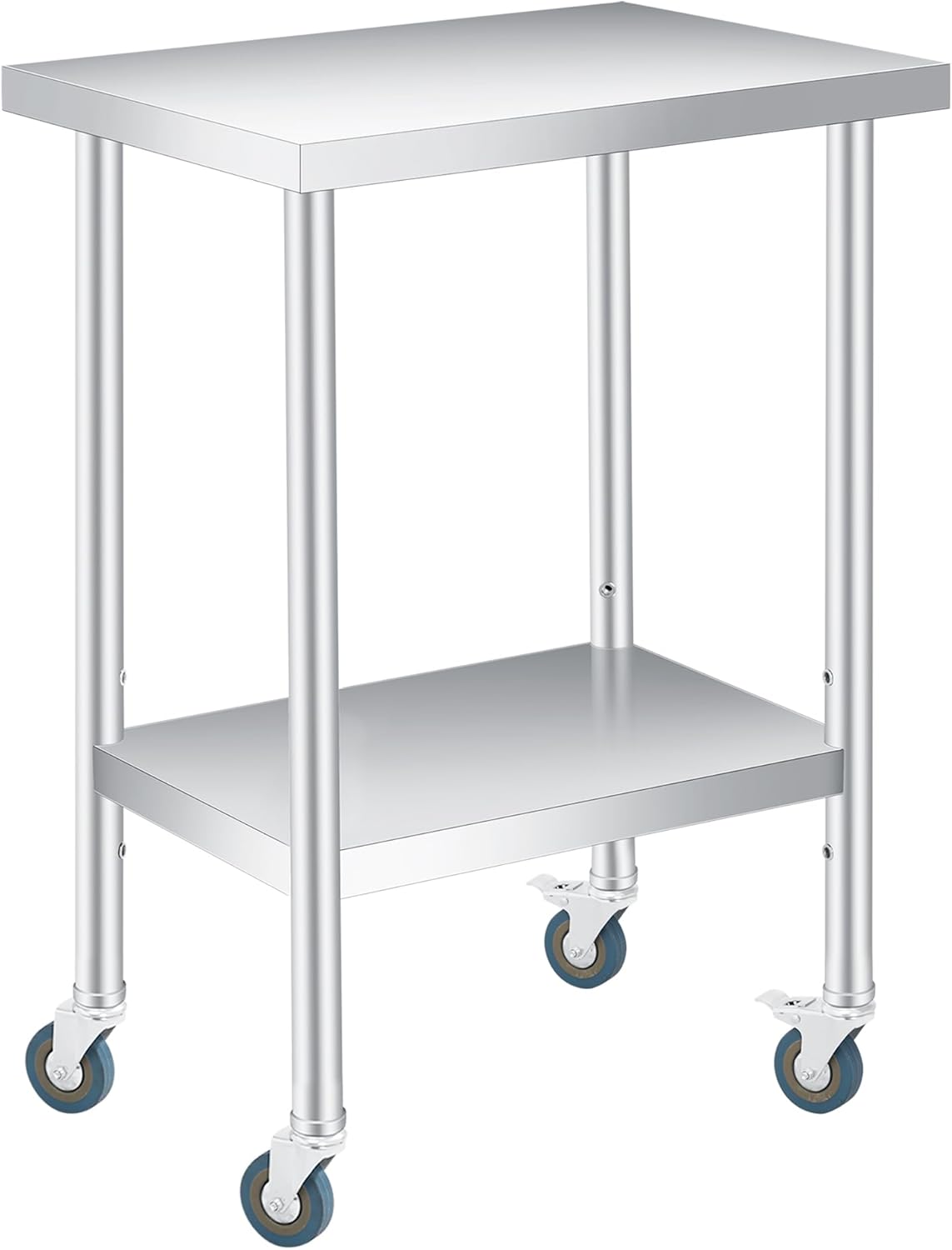 14x24x35 Inch Stainless Steel Utility Table with Wheels, Double Shelf Rolling Cart for Kitchen Restaurant Office Commercial Use