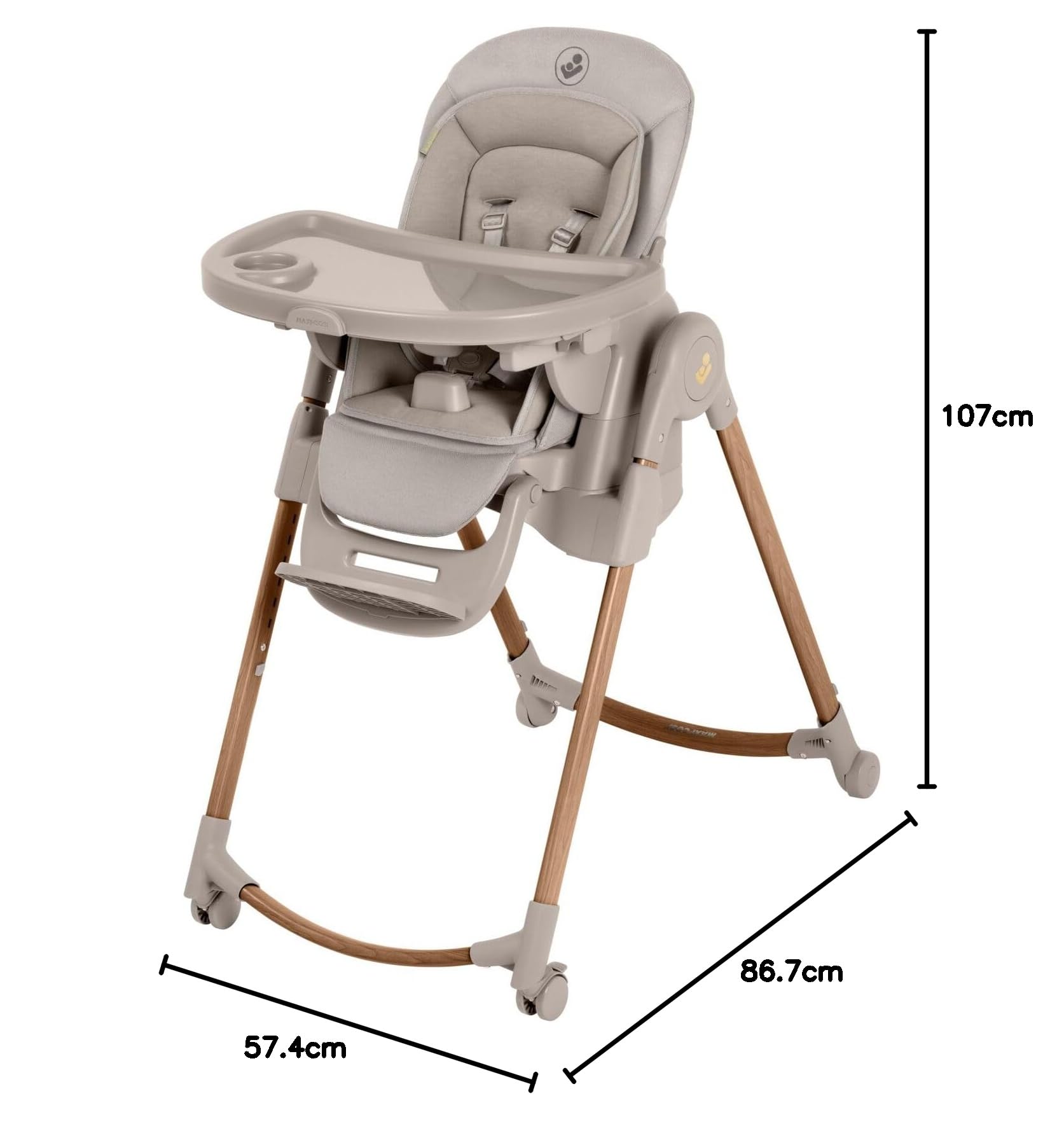 Maxi-Cosi Minla Plus Kinderhochstuhl Mitwachsend, 0–14 Jahre, 0–60 kg, kompakt faltbar, Elegance Beige