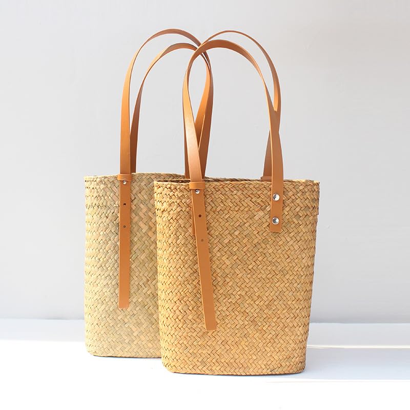1pc primary color Weave Bag，7.67 * 3.34 * 10.23inch， Adorable Grass Style, Trendy， Versatile Must Have in Handbags Wallets3