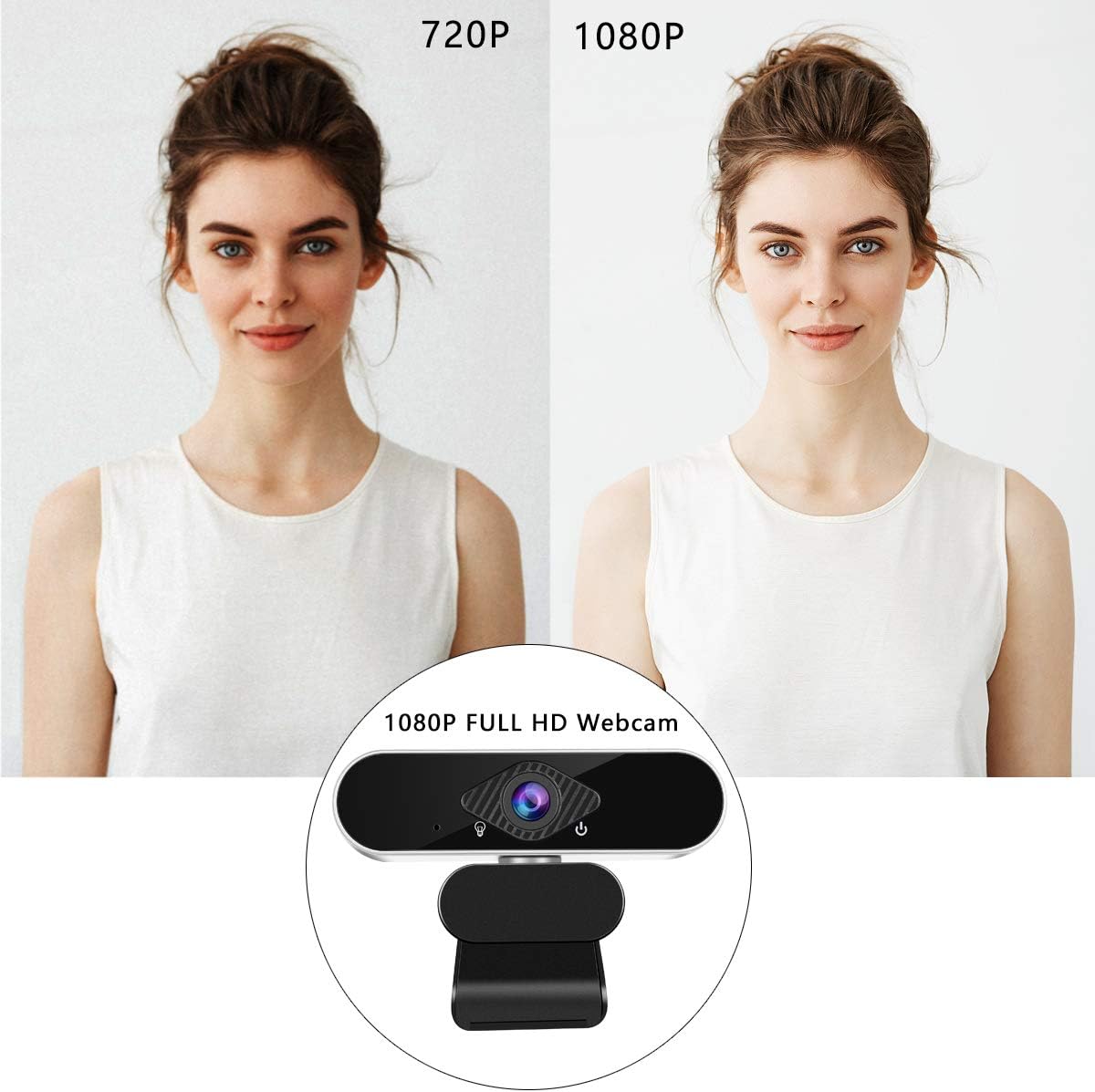Webcam with Microphone for Desktop Laptop,1080P HD USB Streaming Web Cam for Windows Mac OS, Conference, Gaming, Courses, Flexible Mount, Privacy Cover Inlcuded, Business Grade