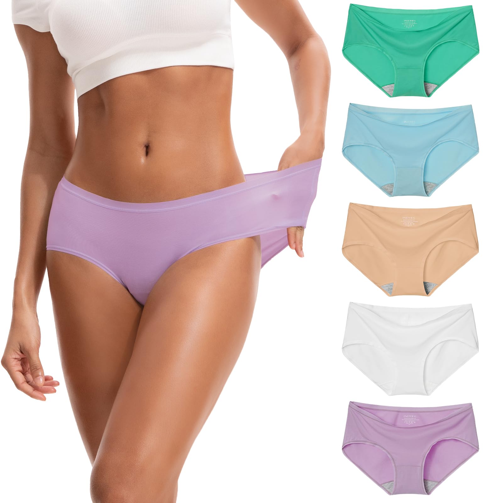 INNERSY Unterhosen Damen Micro Modal Bequeme Slips Mehrpack Mikrofaser Hipster Unterwäsche 5er Pack (XL, Frühling/Sommer Mehrfarbig)