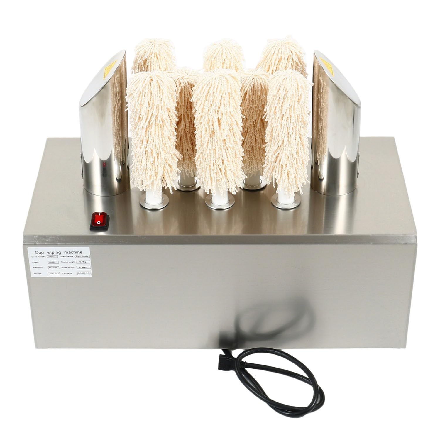 BEESOM Professional Winery Glass Polisher,Vertical Electric Polishing Equipment,Uniform Hot Air Drying,Easy for Various Household and Commercial Glass Cups 8heads