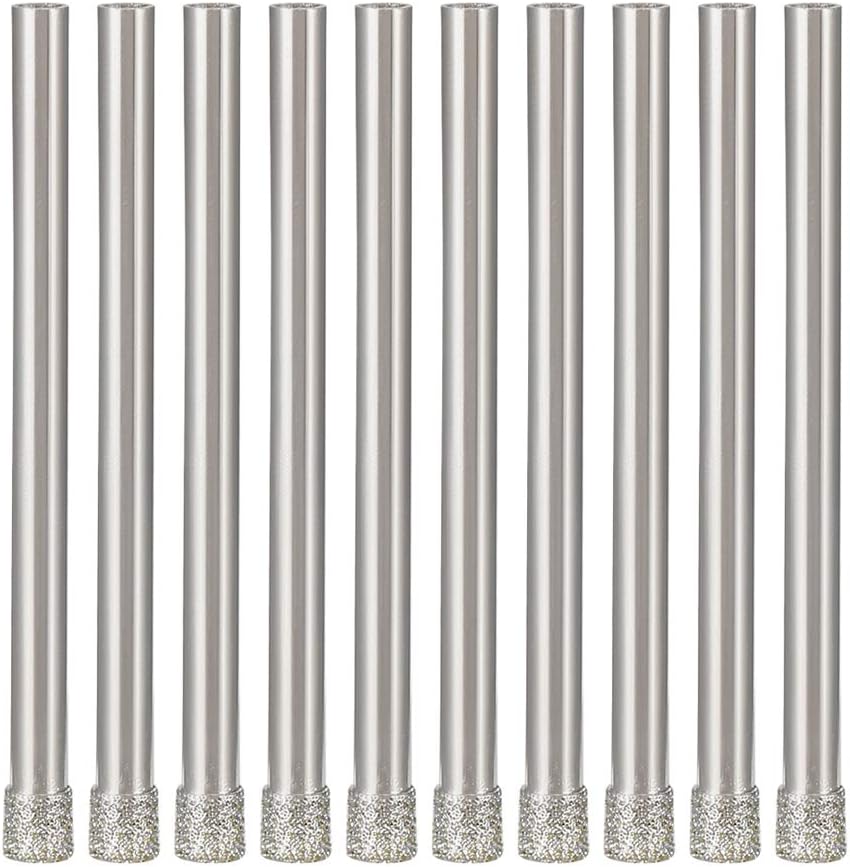 uxcell 10PCS 5/32-inch(4mm) Diamond Coated Hole Saw Drill Bits for Glass Ceramic Tile Marble Rock Porcelain Bottles Pots Brick