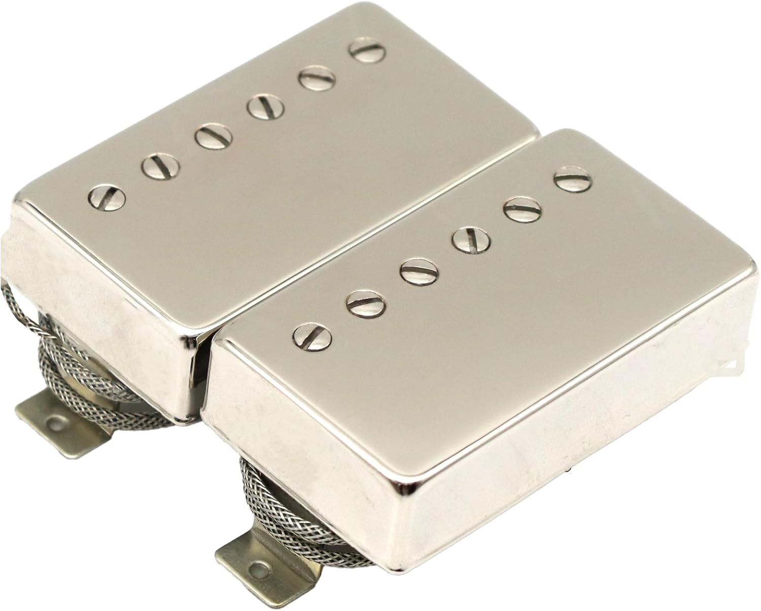 Alnico 2 Classic 57+ Humbucker Pickup Set (Bridge & Neck) for Les Paul Style Electric Guitar - Chrome Cover, Vintage Output (2-Piece)