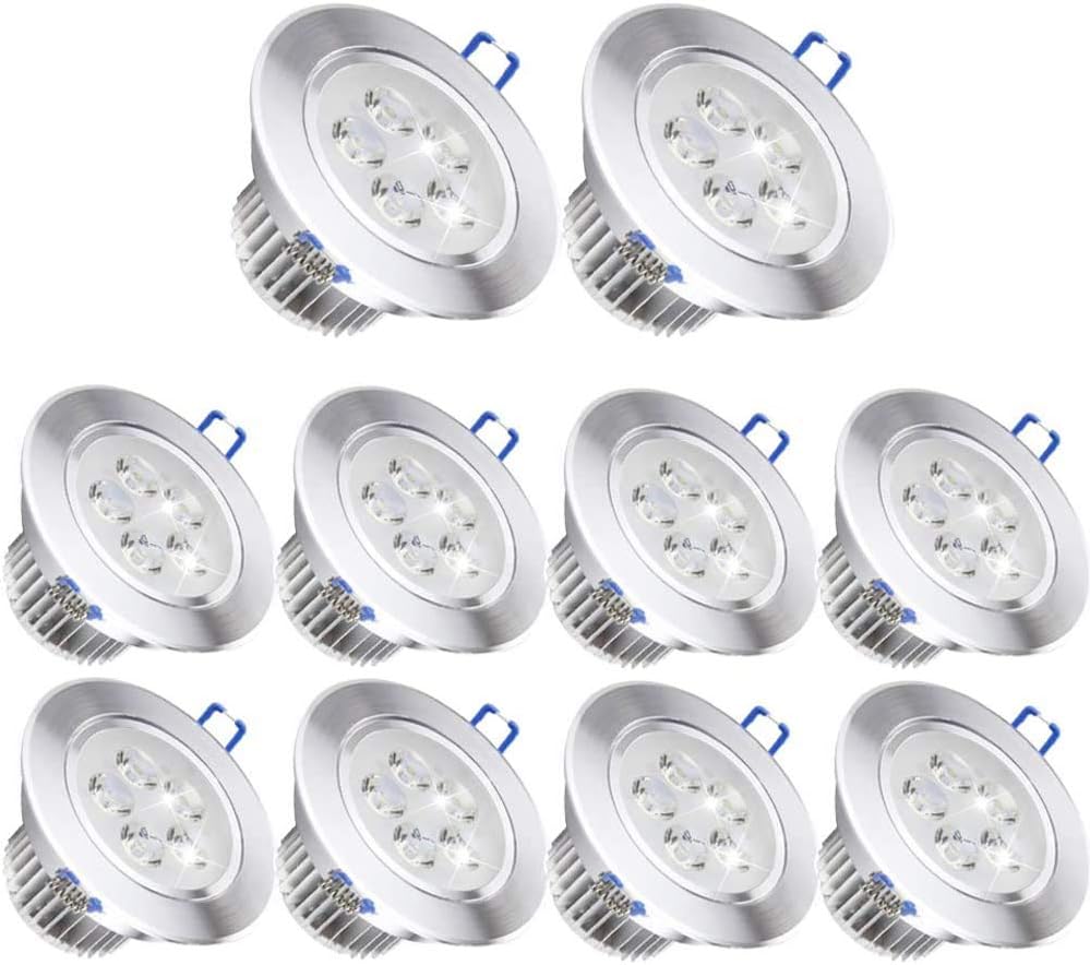 10 Pack,Pocketman 110V 5W Dimmable LED Ceiling Light Downlight,Warm White Spotlight Lamp Recessed Lighting Fixture,with LED Driver