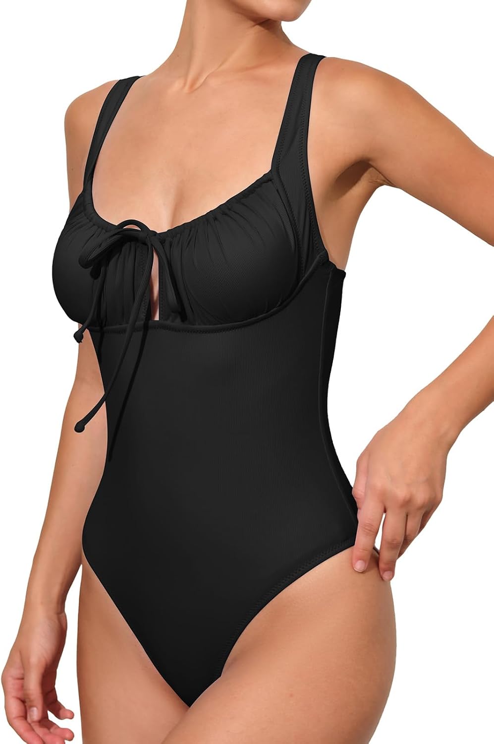 BERLOOK Womens One Piece Swimsuits Floral Push Up Bathing Suit Sexy Tie Slimming Swimsuits for Women Swimwear