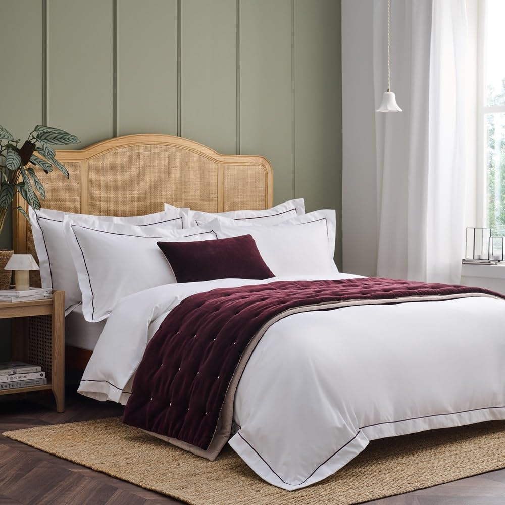 Christy Premium Sateen Double Duvet Set | 500 Thread Count | Timeless Design | Super Soft and Silky Finish | Fig Purple