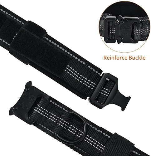 Miniatura 3 de Collar táctico para perro, collar de entrenamiento militar para perro con hebilla de metal resistente y asa de control para perros medianos y