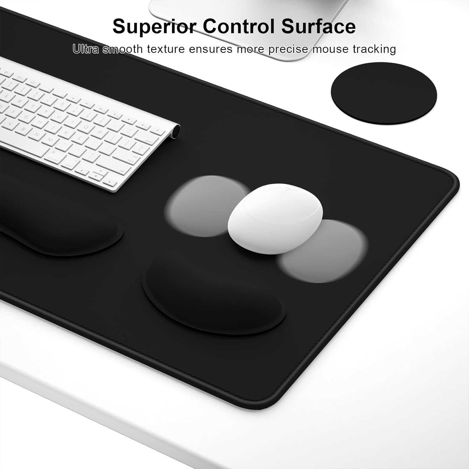 Dapesuom Keyboard Wrist Rest Mouse Pad Set, 4Pcs Extended Large XXL Gaming Mousepad + Mouse Wrist Cushion + Memory Foam Keyboard Wrist Support + Cup Coaster, Black 31.5x15.7in Desk Pad for Home Office
