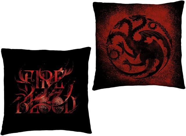 Game of Thrones House of the Dragon Officially Licensed Square Cushion Pillow, Super Soft Reversible 2 Sided, Perfect For Any Bedroom, Limited Edition and Printed in the UK