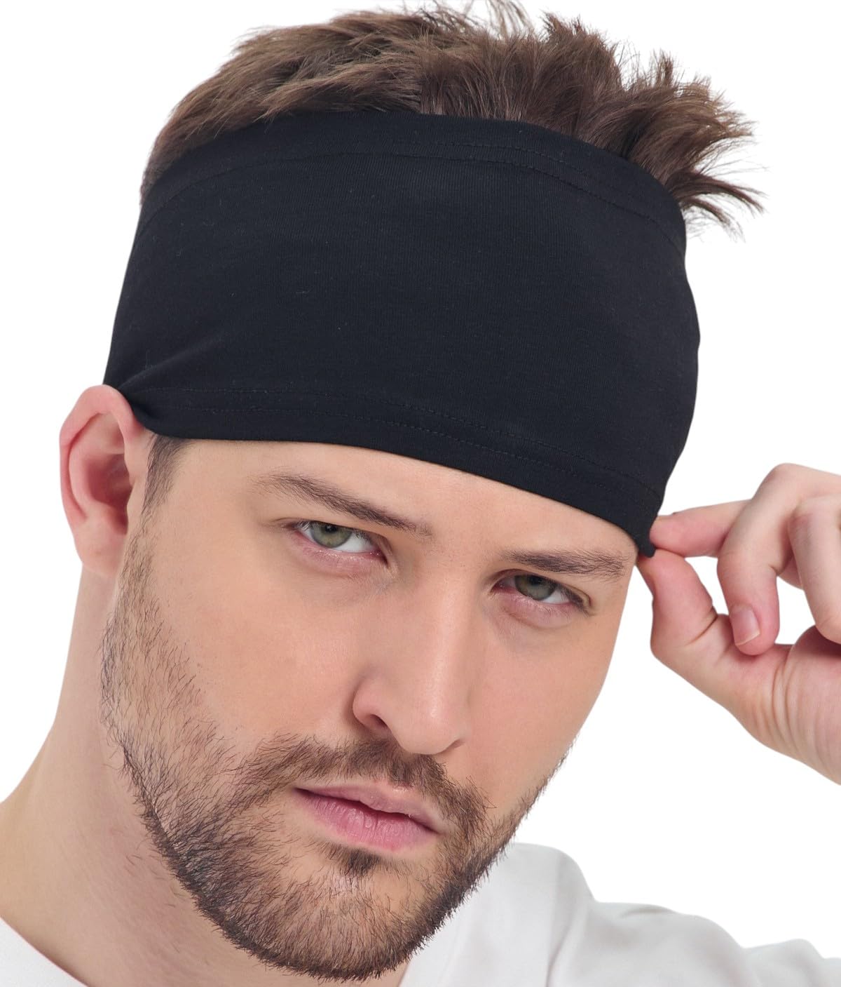 Sweatbands for Men and Women- Unisex Sweat Bands Headbands for Men-Workout Headbands- Head Bands Mens- Running, Sports, Football, Triathlons, Construction, Yoga, Gym (Black, 1 Size)-image-20