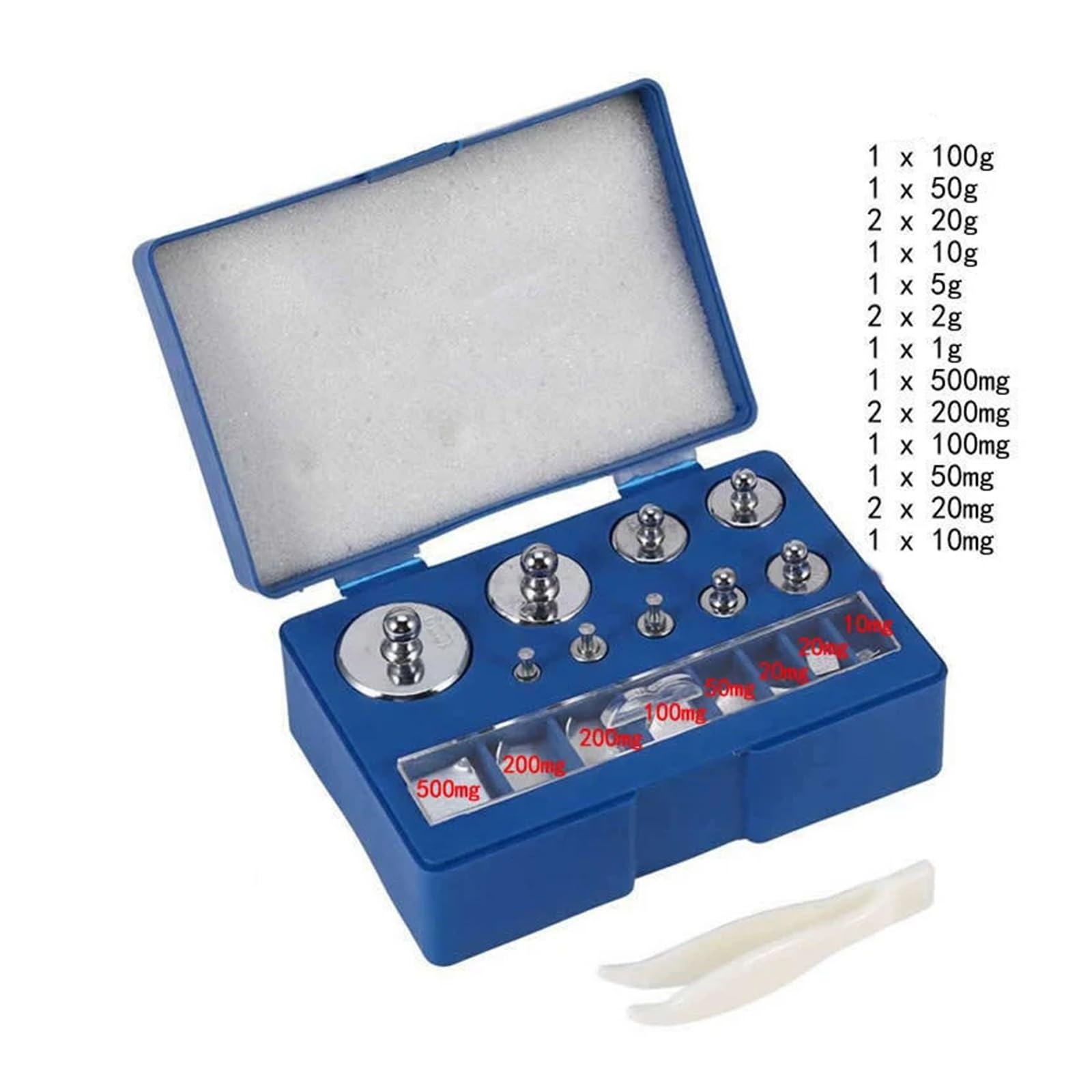 200-g-Kalibriergewichtset, 10 mg–100 g, Präzisions-Digitalwaage für Schmuck, Pinzette, Waage, Wiegewerkzeug