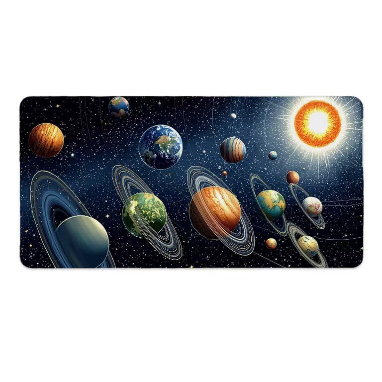 Tappetino Mouse Gaming XXL 1600 x 800 mm Tappetino Antiscivolo Sottomano Da Scrivania Per Mouse e Tastiera, Con Base In Gomma Antiscivolo, Lavabile, Mouse Pad Cosmo pianeta, Regalo per Uomo L-987