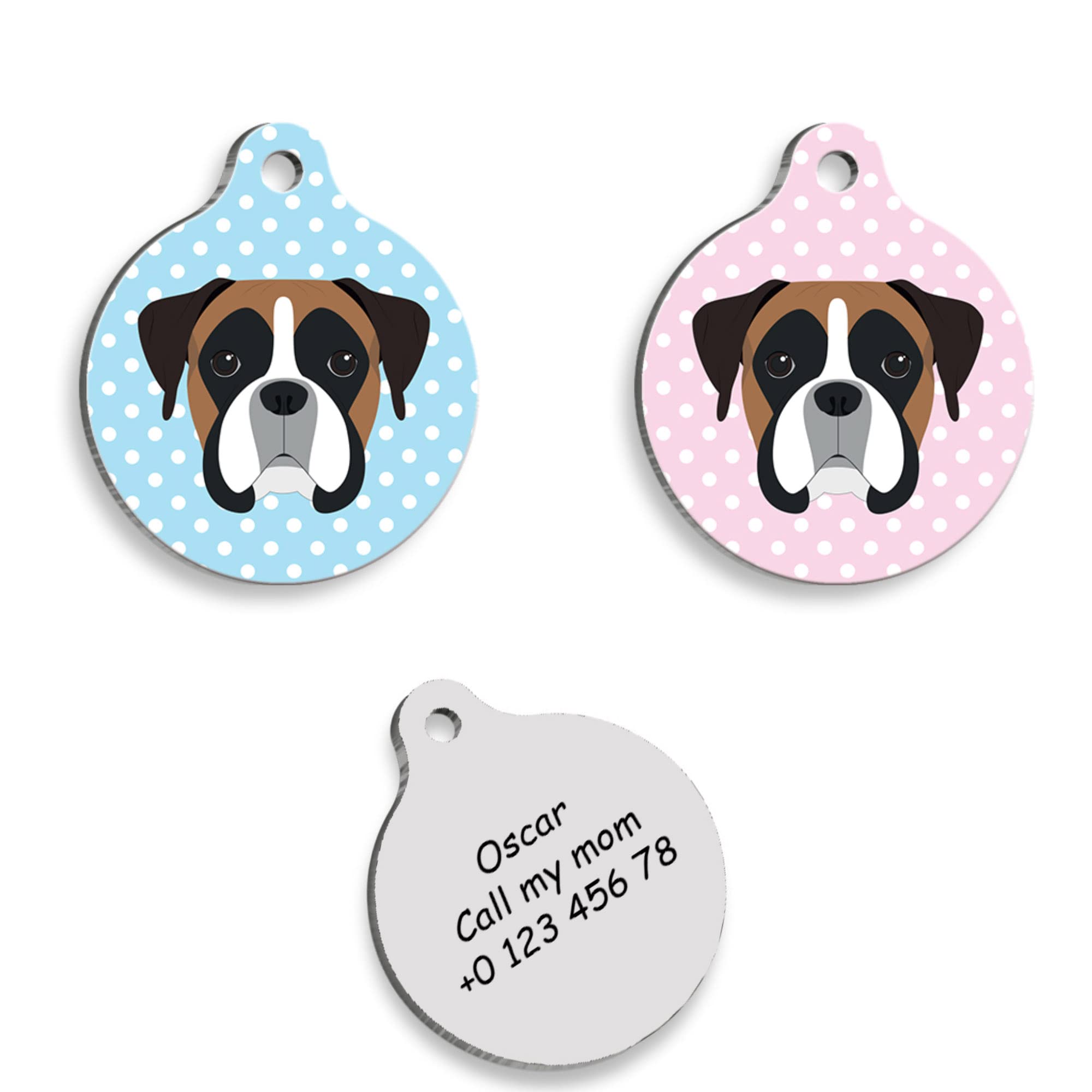 BOXER Personalized Dog Tag - Custom Name Tag - ID Tag for Dog & Cat - Customized Pet Tags - Dog Name Tag - Cat Name Tag - Engraved Dog Tag (Blue)