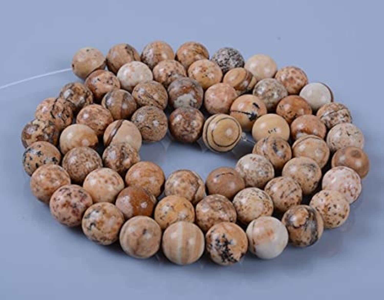 Gemme jaspe paysage 6mm de LKBEADS, perles de haute qualité pour bijoux
