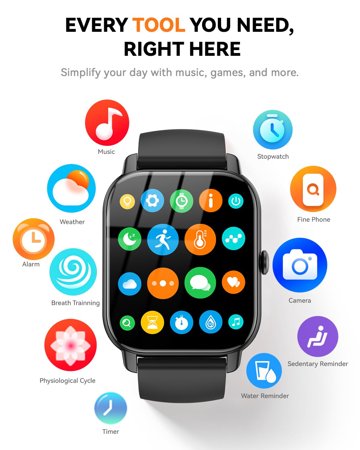 Smart Watches for Men Women(Answer/Make Call), 1.85 inch HD Fitness Tracker Watch with Activity Counter/Sleep Monitor/ 110+ Sports Modes, IP68 Waterproof Smart Watch for Android iPhone iOS Compatible