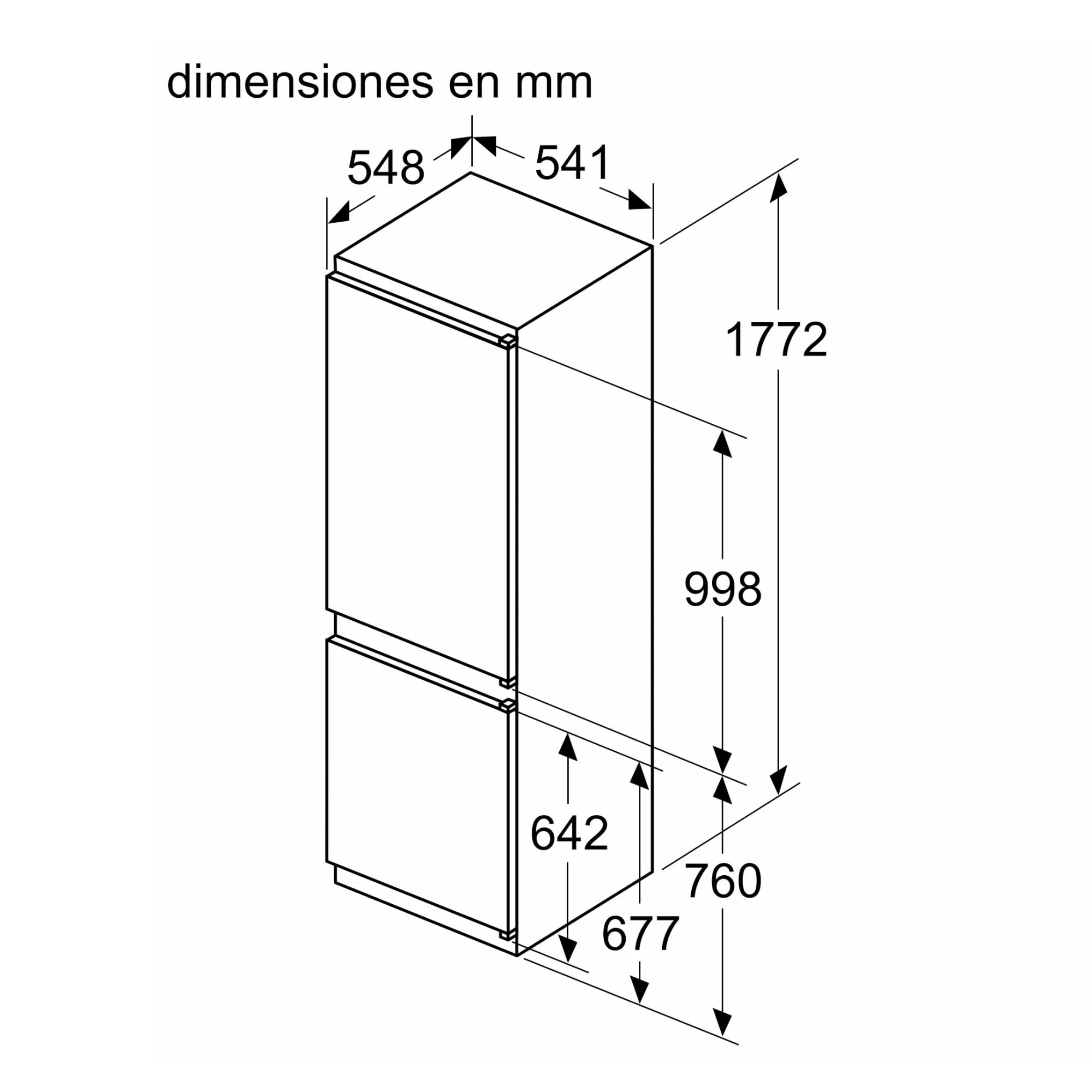 Balay - Frigorífico Combi Integrable, Puerta Deslizante, NoFrost, Cajón Fresh, 260 litros, 3KIE712F
