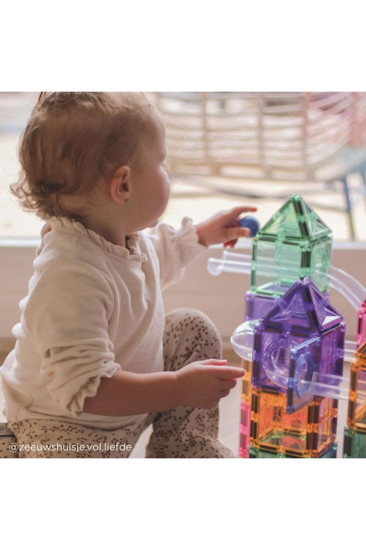 Kugelbahn-Bausatz Clever in Pastellfarben 110 Teile, langlebiges Magnetspielzeug, Robustes Lernspielzeug, erweiterbare Sets, für Kinder ab 3 Jahren