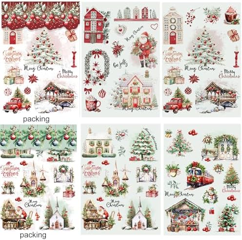 OLYCRAFT 3pcs/Set Christmas Day Rub On Transfers For Crafts And Furniture 15x30cm Cchristmas Tree Gifts Furniture Transfer Stickers Bow Elk Wall Decal For Wood Furniture Scrapbooking Home Decorations