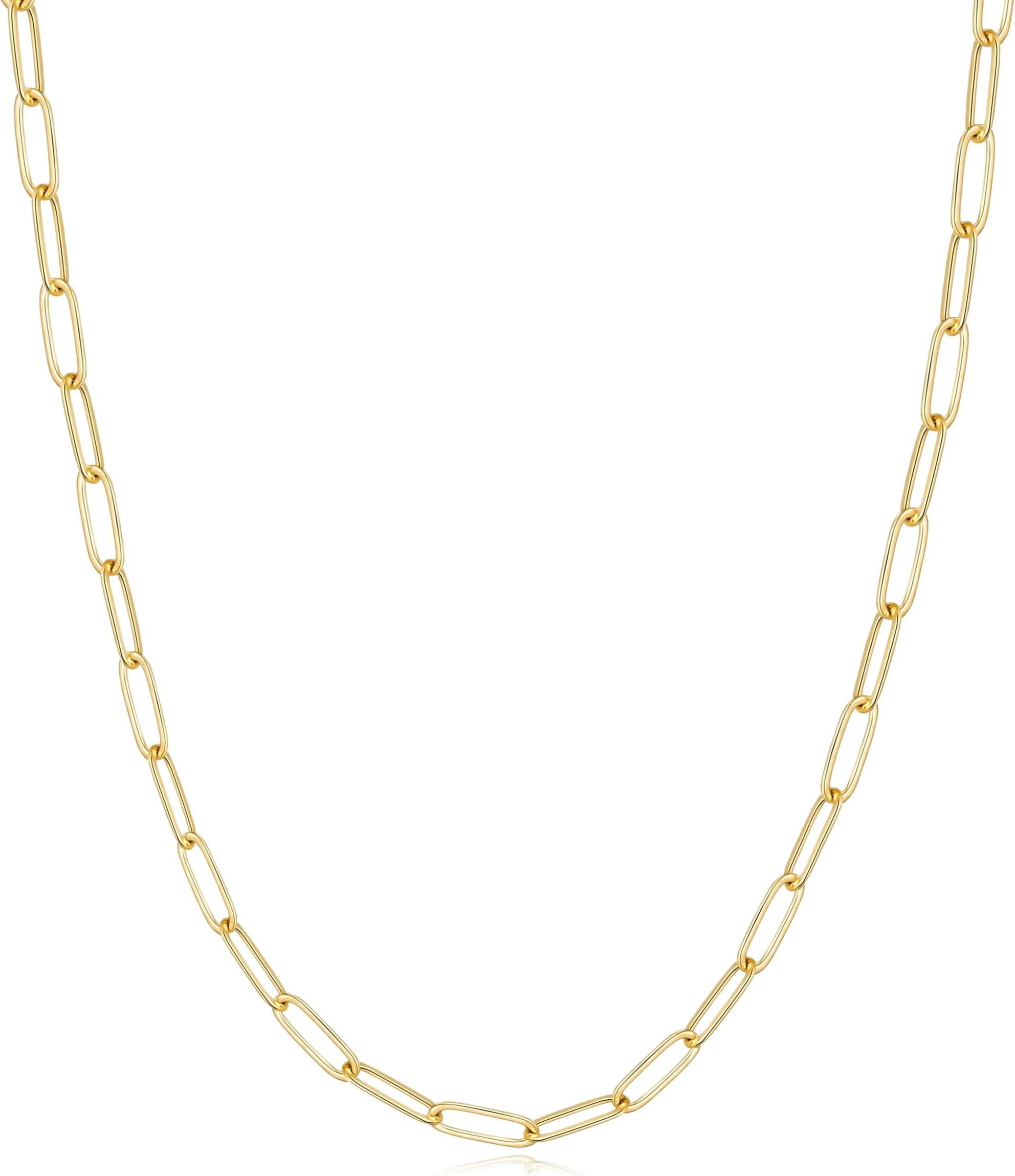 Philip Jones Gold Plated Small Link Paperclip Necklace, Adjustable, Gold Plated, No Gemstone