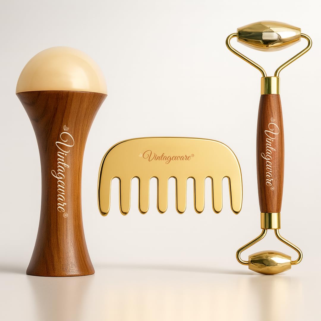 Palm Grip Kansa Wand, Kansa Comb, and Kansa Face Roller – Ayurvedic Massage Tools for Relaxation, Detox, Hair Growth, and Anti-Aging Skincare-image-13
