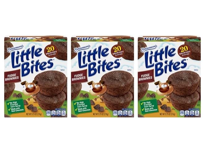Entenmann's Little Bites Fudge Brownie Mini Muffins | 3 pack (15 pouches total) - 5 Pouch Fudge Brownie | 3 Pack