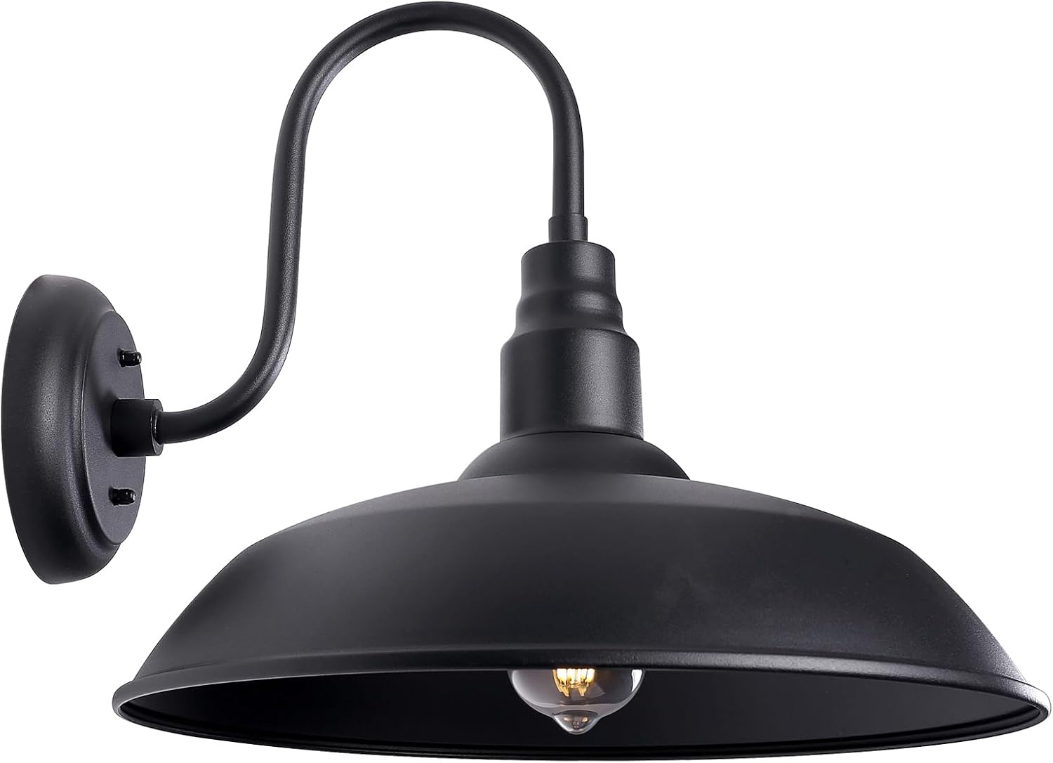 16 Inch Dome Barn Light for Porch, Large Gooseneck Outdoor Light Fixture for Farmhouse, Barn Style Exterior Patio Wall Lights for Garage, Black Outside Wall Sconce for Front Door, House Matte Black 16" Dome