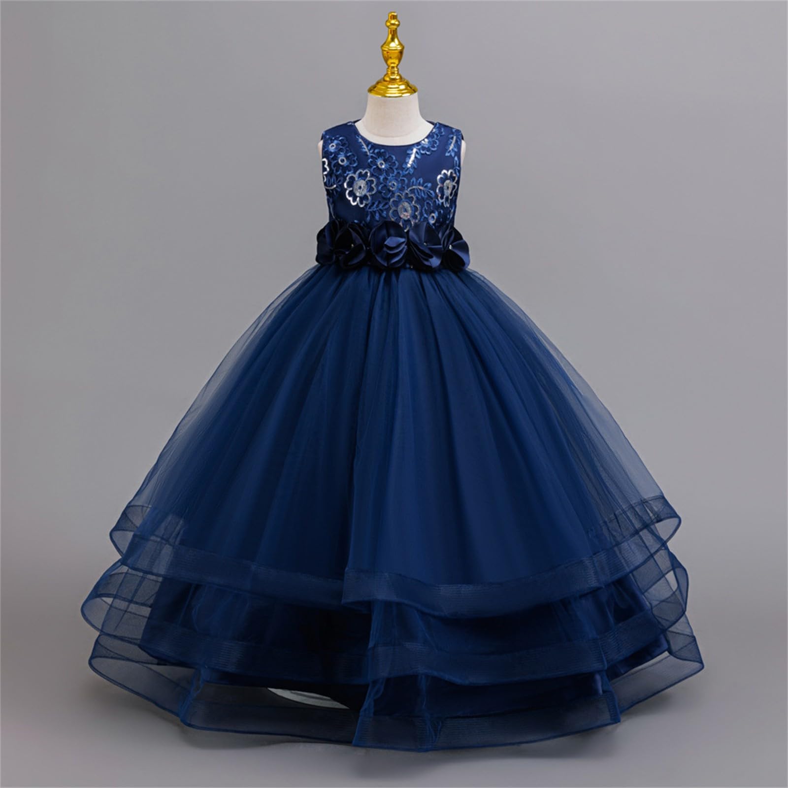 Prinzessinnenkleid aus Tüll für Mädchen, Blumenmädchen, Hochzeit, Brautjungfer, Festzug, Geburtstag, Party, Abend, Abschlussball, bodenlanges Kleid
