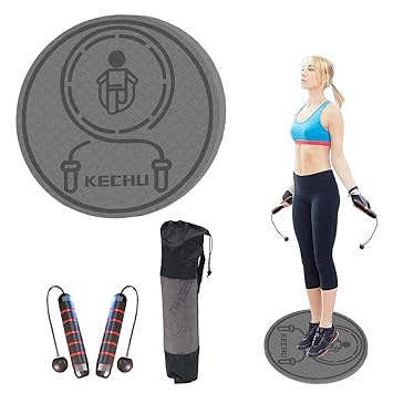 Proberos® Jump Rope Mat & Cordless Jump Rop Kit,6mm Thickness,23'' Dia Non-Slip TPE Exercise Mat Shock Absorbing Jumping Rope Cordless for Indoor Slow Jogging - image, photos