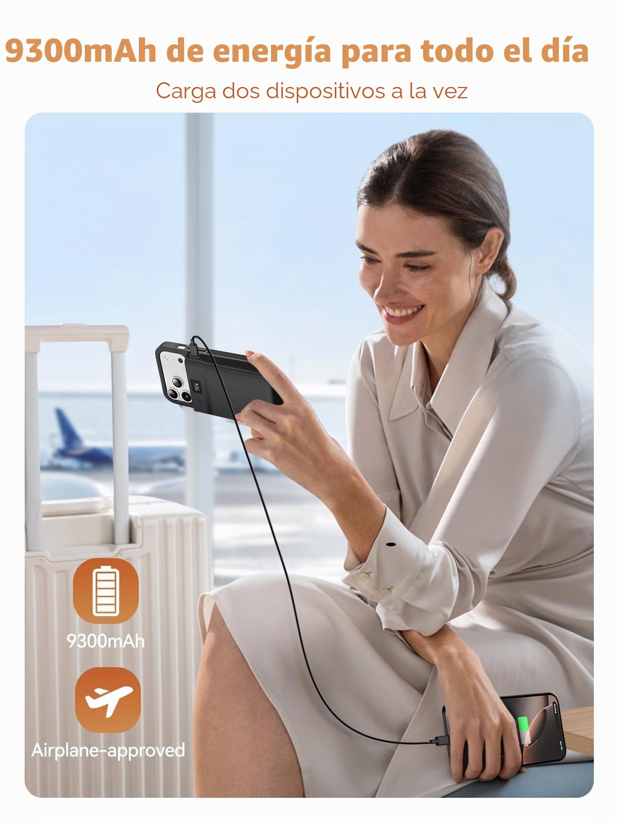 GagaKing Funda de Batería para iPhone 17 Pro MAX, 9300mAh Carcasa de Carga Protectora Portátil, Recargable Extendida para iPhone 17 Pro MAX (6.9 Pulgadas) - Negro