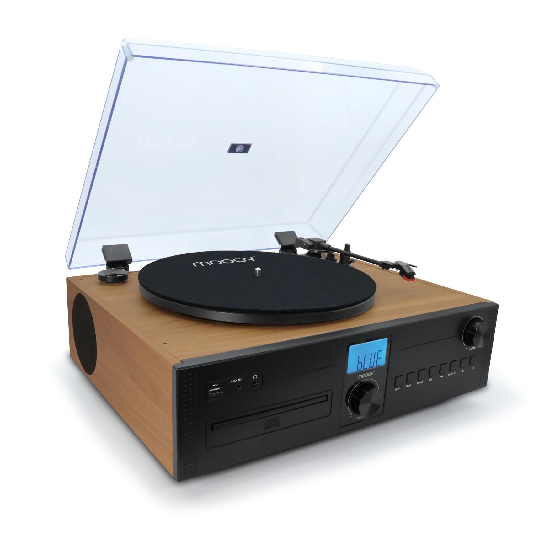 Mooov Micro-chaîne HiFi Radio CD Platine Vinyle 33 45 78 Tours Bluetooth