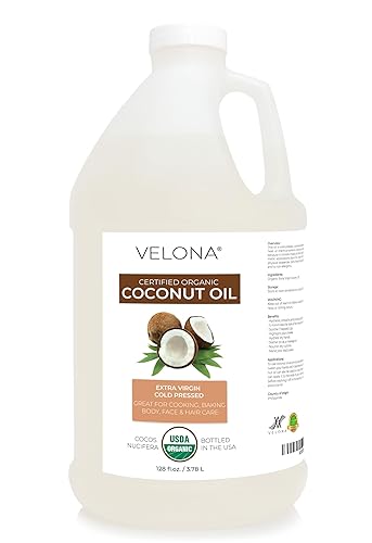 Vista 10 de Velona Aceite de coco orgánico certificado por la USDA, extra virgen, 32 onzas líquidas, grado alimenticio y cosmético, en frasco, virgen extra