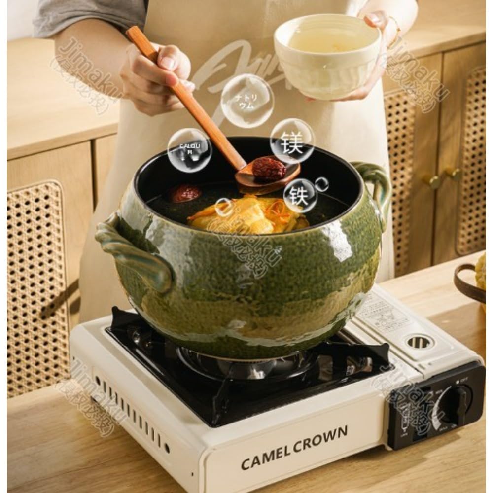 Amazon | Jimaku 炊飯鍋. 万古焼飯土鍋、5合容量、高温耐熱、黒釉