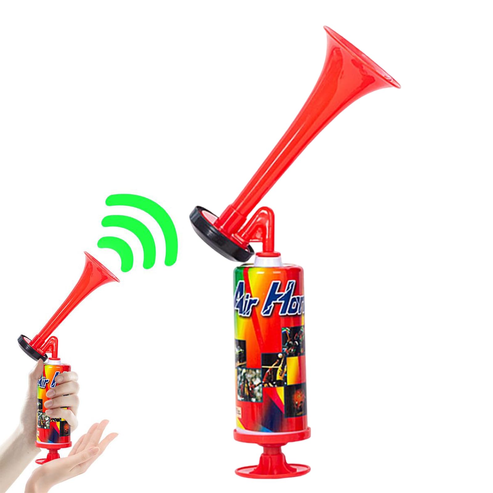 Cerioll Bocina De Aire De Mano, Bocina De Aire Fuerte para Fútbol, Trompeta De Estadio, Sonido Fuerte, Portátil, para Partidos De Fútbol Y Otros Eventos Deportivos, Rojo