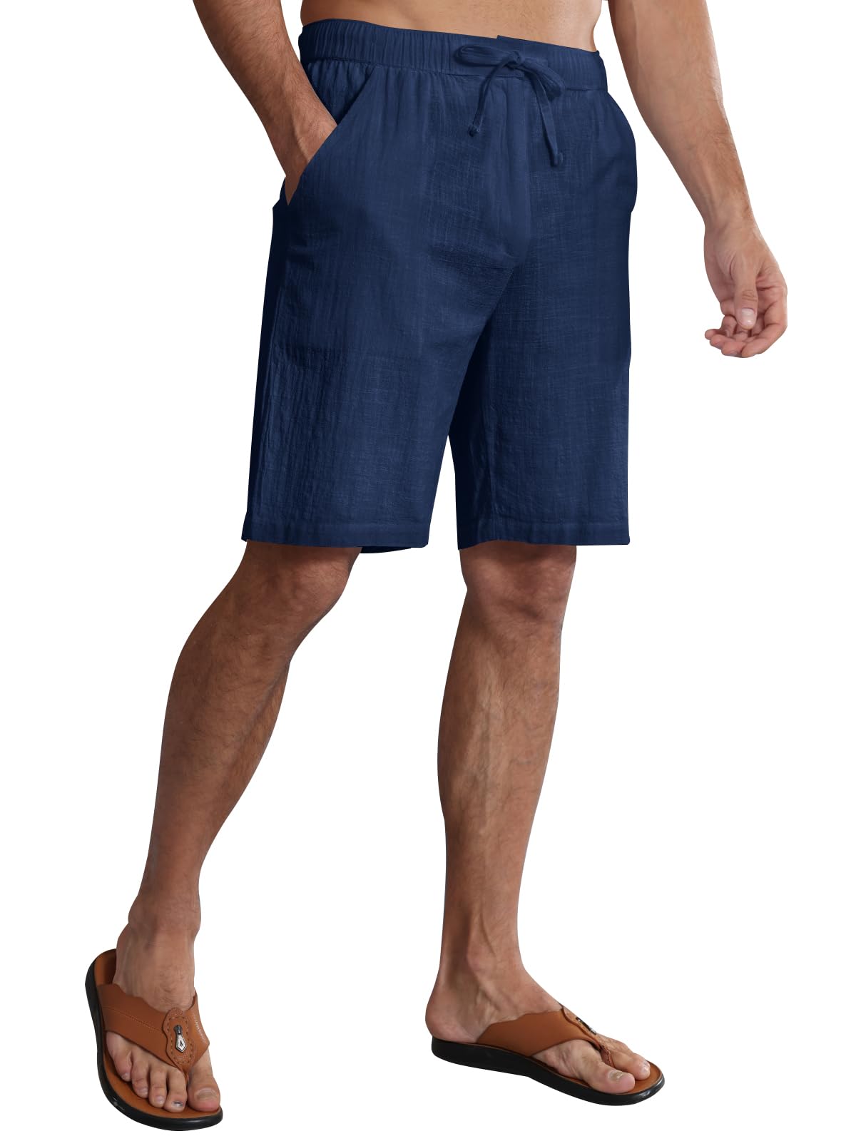 Huayuzh Kurze Hosen Herren Leinen Shorts Sommer Leichte Luftige Lockere Passform Freizeithose Urlaub Strand